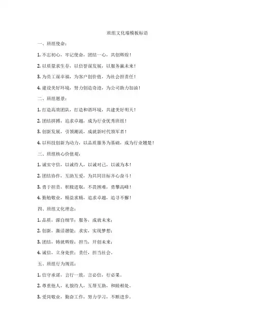 班组文化墙模板标语