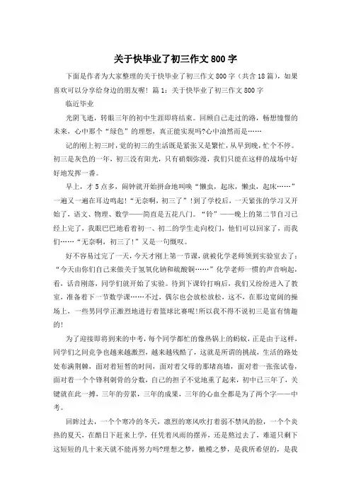 关于快毕业了初三作文800字