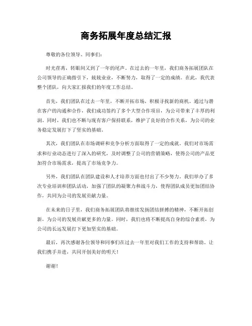 商务拓展年度总结汇报