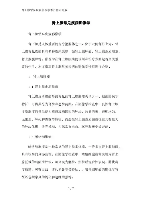 肾上腺常见疾病影像学2023简版