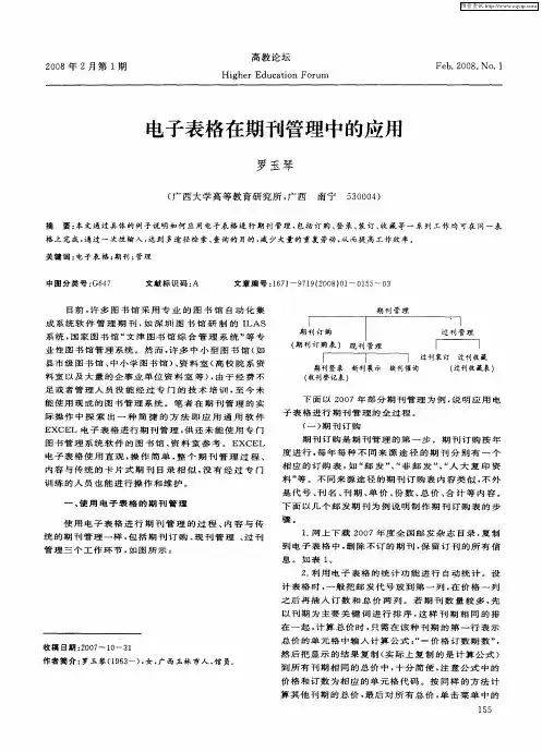 电子表格在期刊管理中的应用