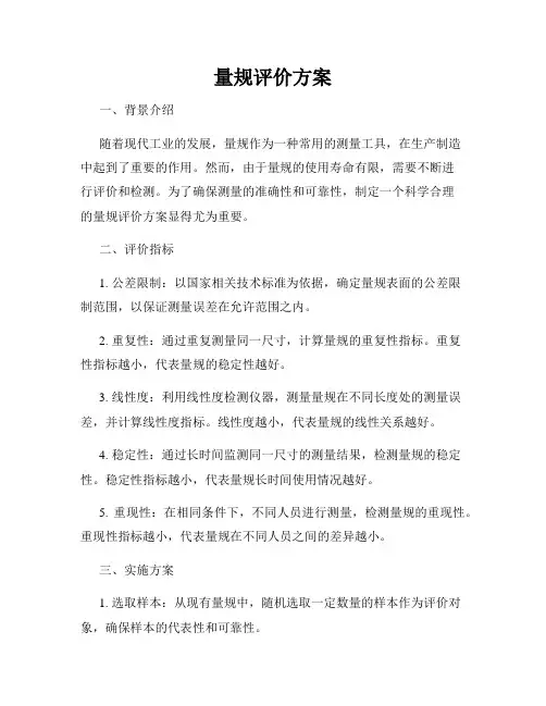 量规评价方案