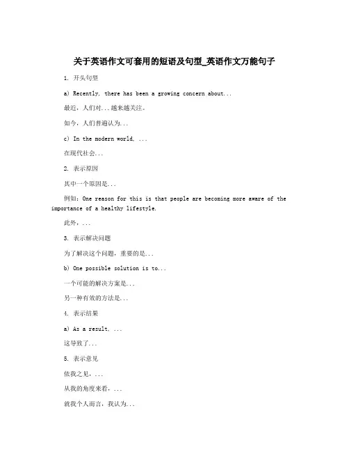 关于英语作文可套用的短语及句型_英语作文万能句子