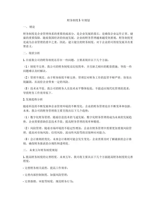 财务制度5年规划