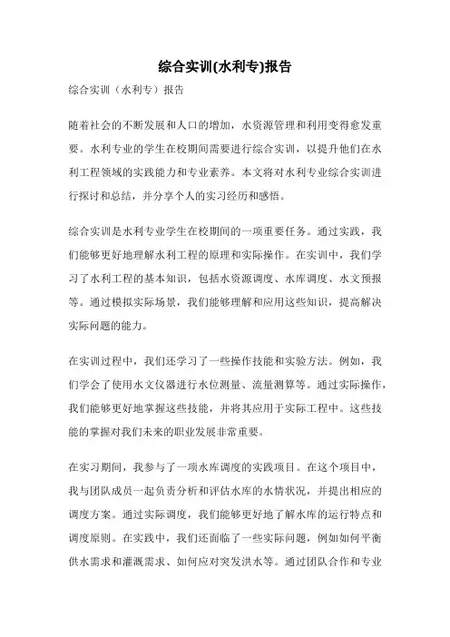 综合实训(水利专)报告