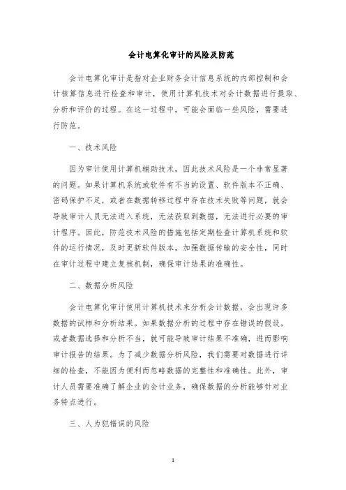 会计电算化审计的风险及防范