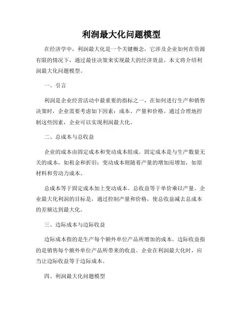 利润最大化问题模型