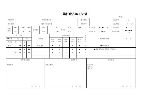 锚孔施工记录表