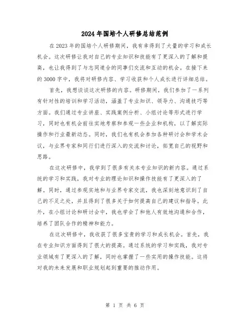 2024年国培个人研修总结范例(3篇)