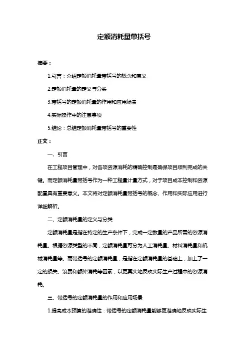 定额消耗量带括号