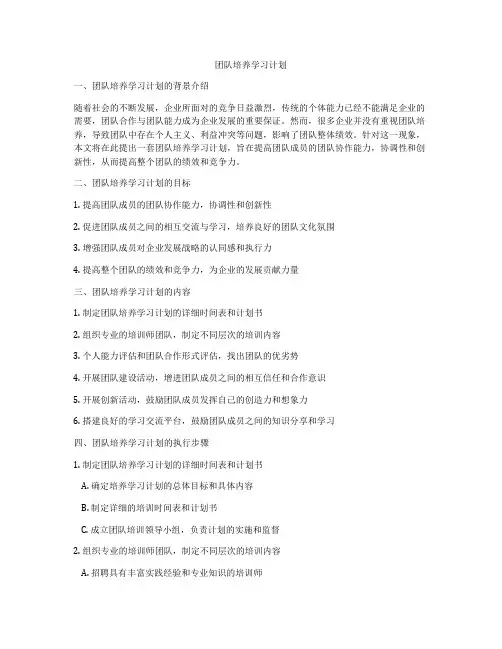 团队培养学习计划