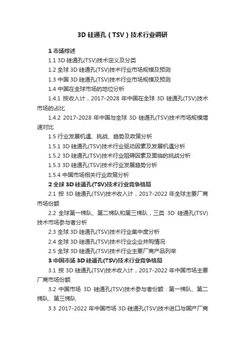 3D硅通孔（TSV）技术行业调研