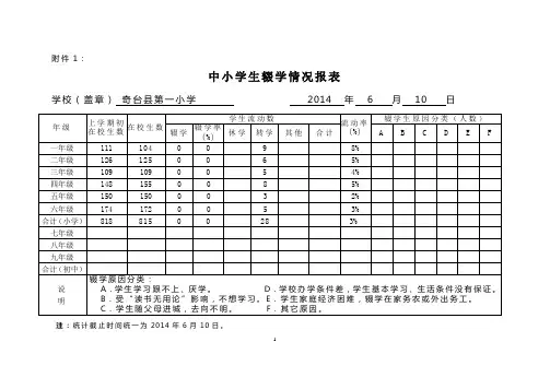 一小控辍保学情况报表