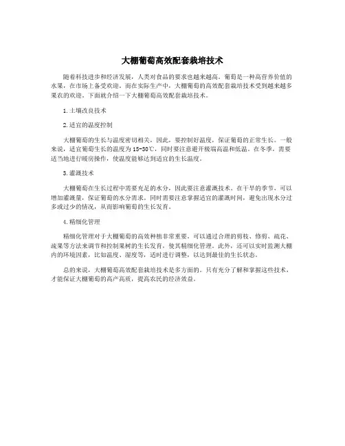 大棚葡萄高效配套栽培技术