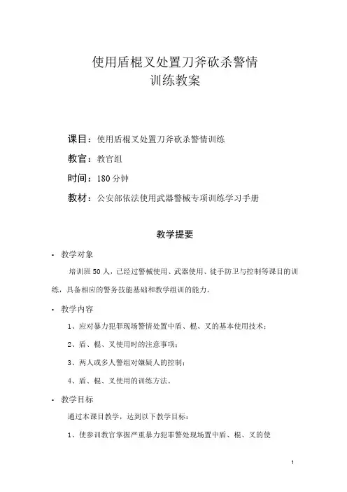 使用盾棍叉处置严重暴力犯罪警情训练教案