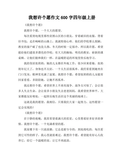 我想许个愿作文600字四年级上册