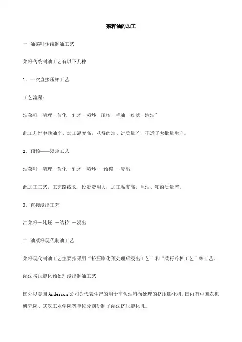 菜籽油的加工