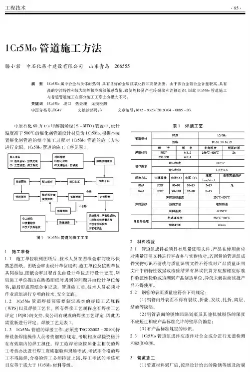 1cr5mo管道施工方法