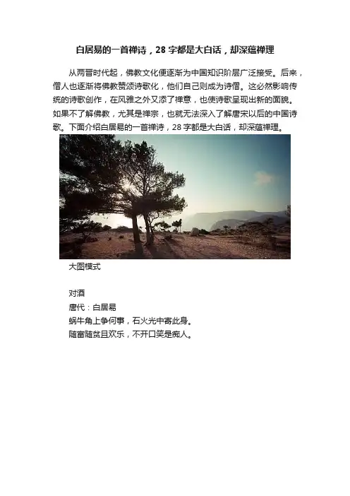白居易的一首禅诗，28字都是大白话，却深蕴禅理