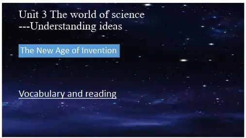 Unit3TheworldofscienceUnderstandingideas说课稿课件--高中英