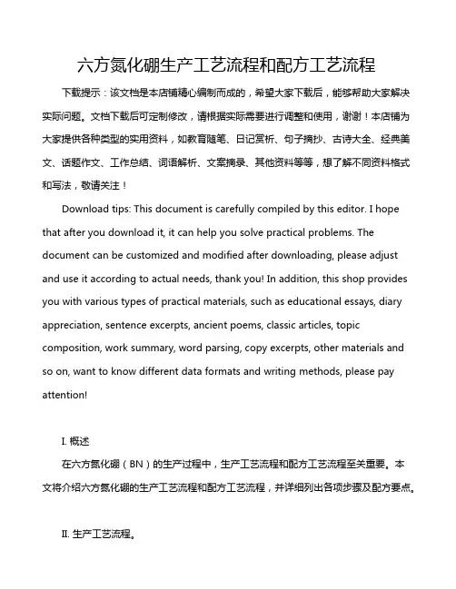 六方氮化硼生产工艺流程和配方工艺流程