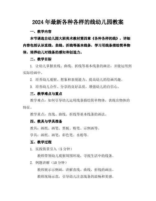 2024年最新各种各样的线幼儿园教案