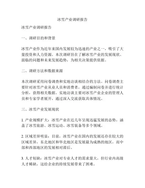 冰雪产业调研报告