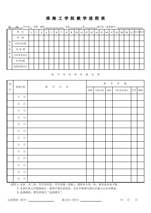 淮海工学院教学进程表