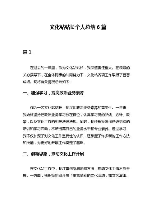 文化站站长个人总结6篇