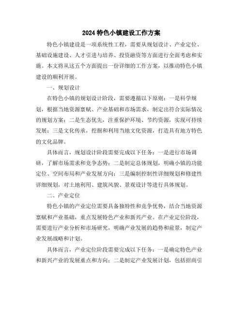 2024特色小镇建设工作方案