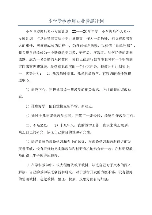 小学学校教师专业发展计划