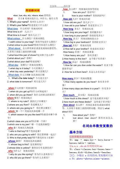 英语疑问词what_how_who_why_where_when.名词后面加s的用法