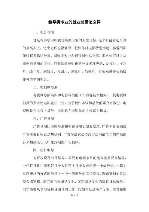 编导类专业的就业前景怎么样