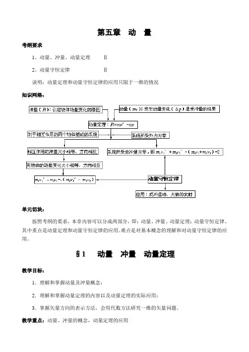 高三物理动量 冲量 动量定理教案