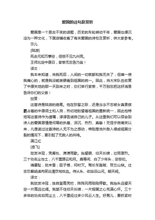 爱国的诗句及赏析