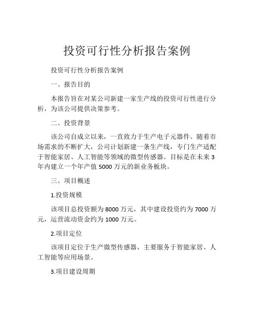 投资可行性分析报告案例