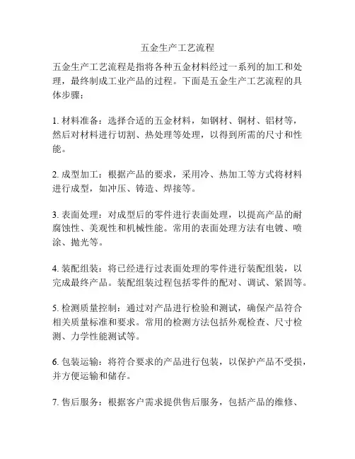 五金生产工艺流程