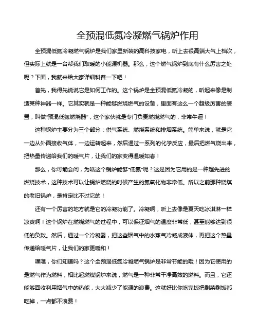 全预混低氮冷凝燃气锅炉作用