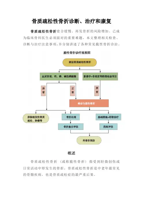 骨质疏松性骨折特点、临床表现、影像学检查、诊断治疗及桡骨髋骨远端骨折及围手术期康复与并发症预防