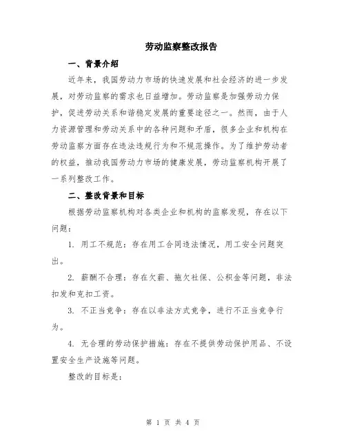 劳动监察整改报告