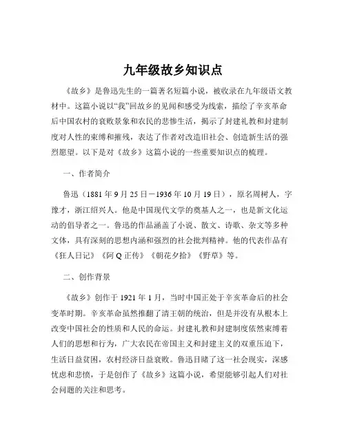 九年级故乡知识点