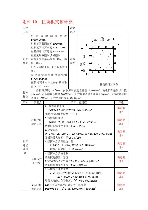 柱模板支撑计算