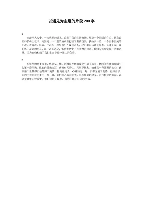 以遇见为主题的片段200字
