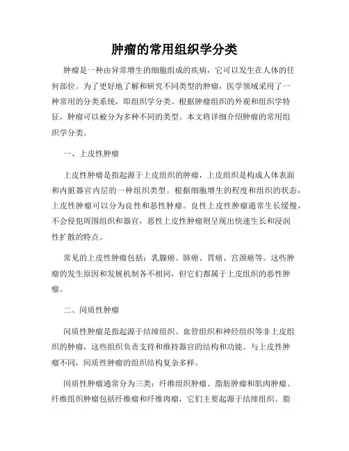 肿瘤的常用组织学分类