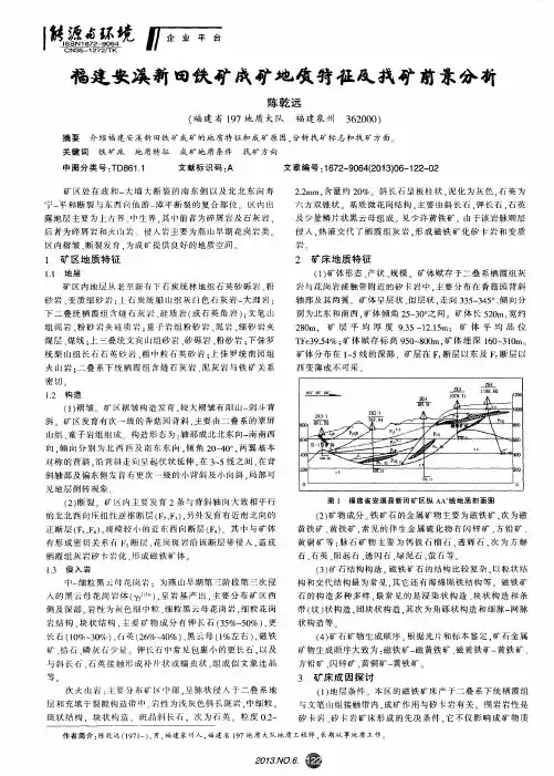 福建安溪新田铁矿成矿地质特征及找矿前景分析