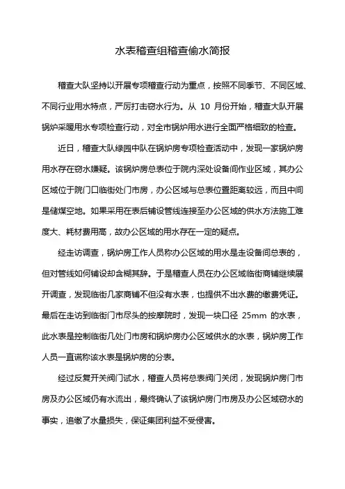 水表稽查组稽查偷水简报