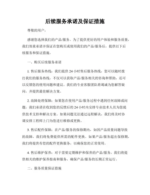 后续服务承诺及保证措施