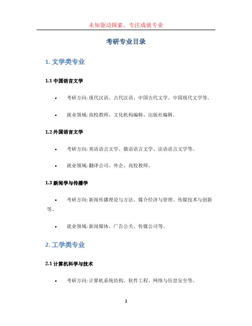 考研专业目录
