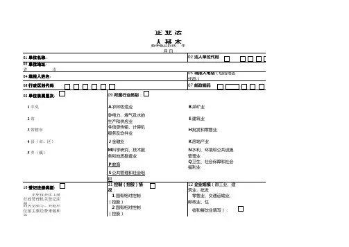企业法人基本情况表(标准模板)