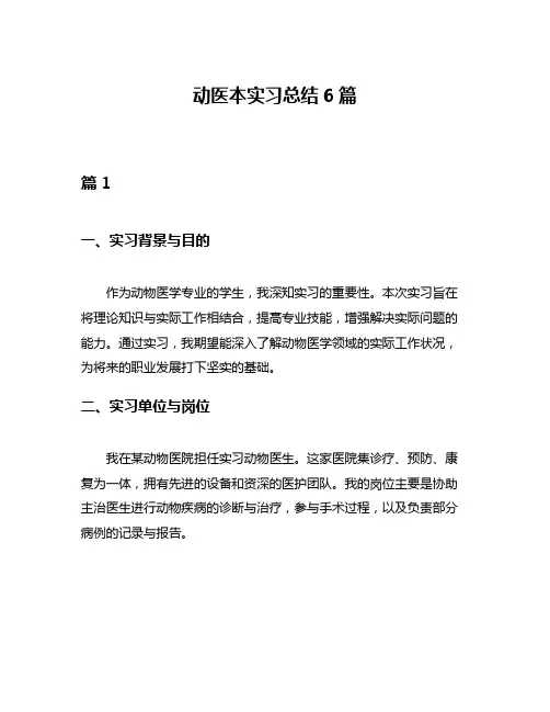 动医本实习总结6篇